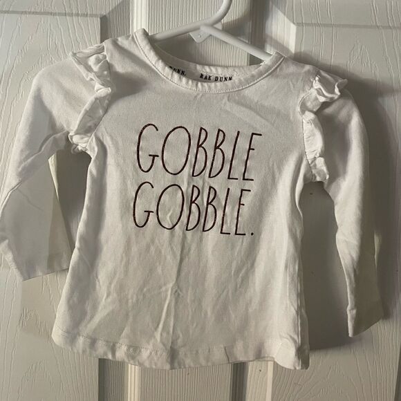Rae Dunn Thanksgiving long sleeve shirt ~GOBBLE GOBBLE ~ size 2T - Picture 1 of 4